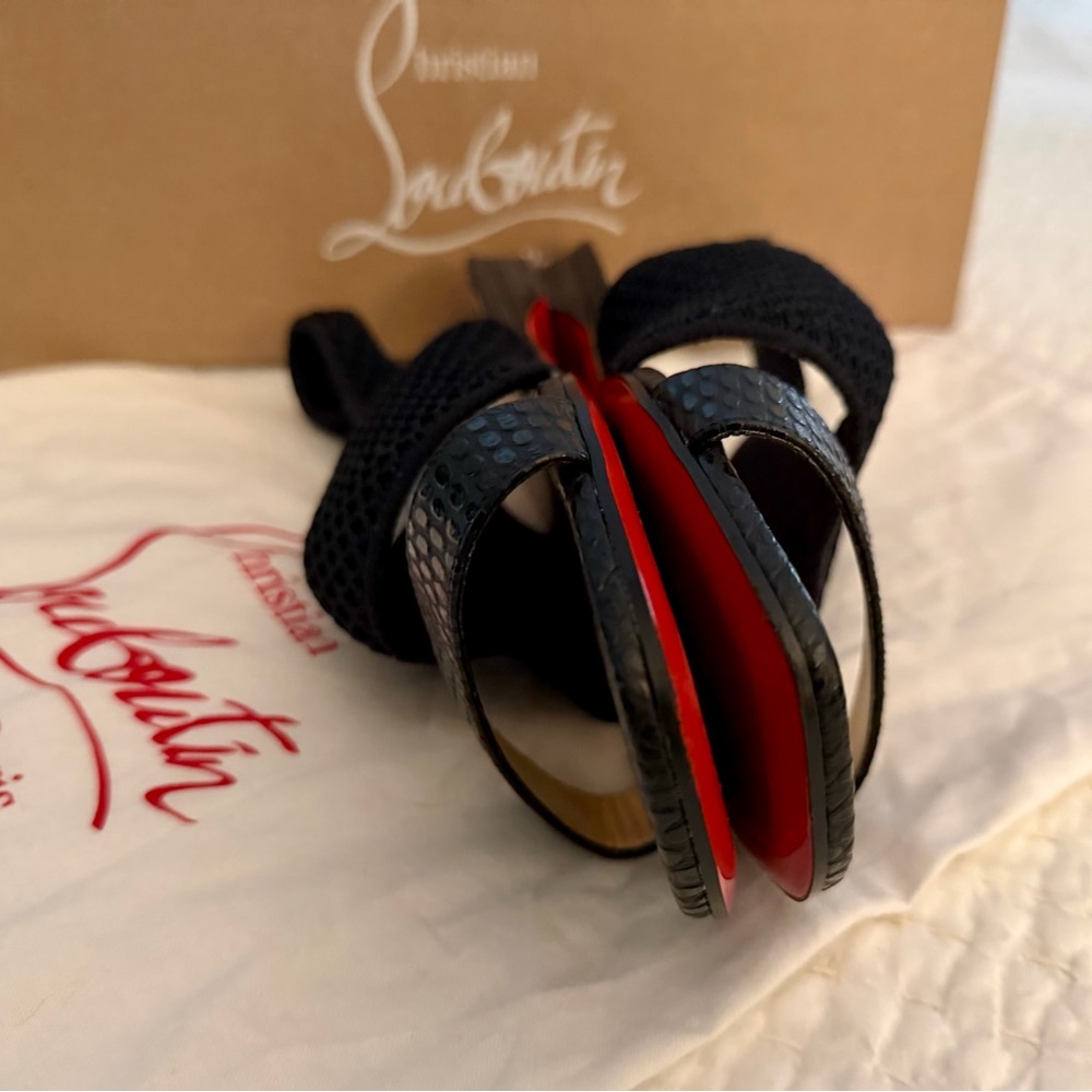 EUC Christian Louboutin Snake Skin Textured Sandals - Picture 5 of 7